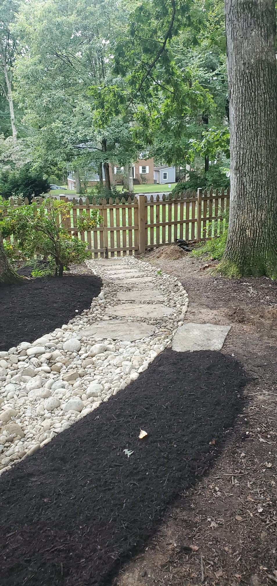 Stone-lined dry creek and drainage route